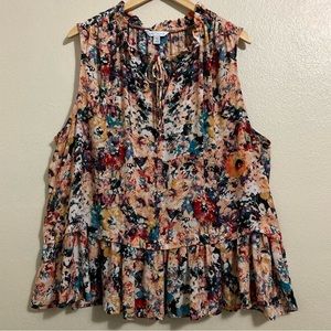 Plus size floral sleeveless top